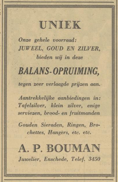 Hengelosestraat 2 A.P. Bouman Juwelier advertentie Tubantia 3-1-1950.jpg