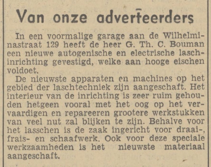 Wilhelminastraat 129 G.Th.C. Bouman krantenbericht Tubantia 12-5-1939.jpg