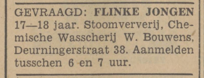 Deurningerstraat 38 W. Bouwens Stoomververij Chem. Wasserij advertentie Tubantia 26-3-1942.jpg