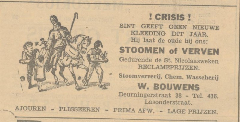 Deurningerstraat 38 W. Bouwens Stoomververij Chem. Wasserij advertentie Tubantia 26-11-1932.jpg