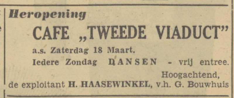 Lambertus Buddestraat 1 cafe Tweede Viaduct G. Bouwhuis advertentie Tubantia 17-3-1950.jpg