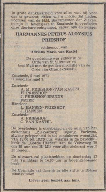 Oliemolensingel 9 H.P.A. Prieshof  overlijdensadvertentie Volkskrant 12-5-1971.jpg
