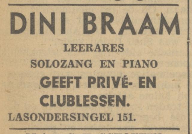 Lasondersingel 151 D. Braam lerares solozang en piano advertentie Tubantia 1-9-1936.jpg