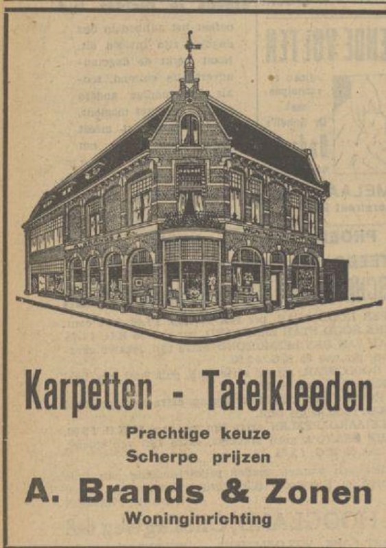 Burgemeesterstraat hoek Haverstraat A. Brands en Zonen Advertentie. Twentsch dagblad Tubantia en Enschedesche courant. Enschede, 03-06-1935.jpg