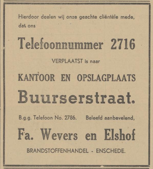 Buurserstraat Fa. Wevers & Elshof advertentie Tubantia 13-12-1941.jpg
