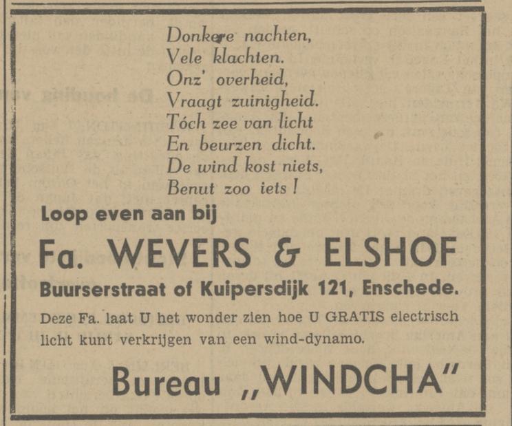 Buurserstraat Fa. Wevers & Elshof advertentie Tubantia 7-8-1941.jpg