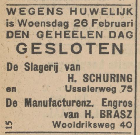 Wooldriksweg 40 H. Brasz Maufact.Engros advertentie Tubantia 24-2-1930.jpg