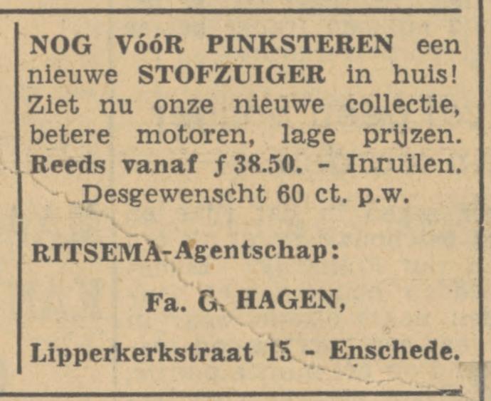 Lipperkerkstraat 15 Fa. G. Hagen advertentie Tubantia 9-5-1940.jpg