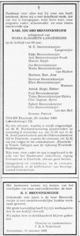 Lasondersingel 152 K.E. Brenninkmeijer overlijdensadvertentie 1-11-1988.jpg