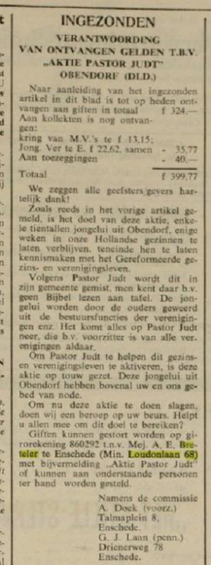 Minister Loudonlaan 68 A.E. Breteler krantenbericht Geref. gezinsblad 24-2-1964.jpg