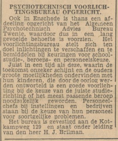 Kotkampweg 129 H.J. Brilman krantenbericht Tubantia 11-12-1947.jpg