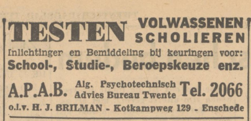 Kotkampweg 129 H.J. Brilman advertentie Tubantia 19-4-1947.jpg