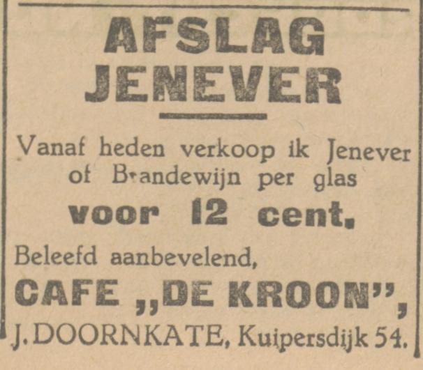 Kuipersdijk 54 cafe De Kroon J. Doornkate advertentie Tubantia 10-10-1931.jpg