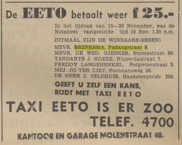 Padangstraat 8 Mevr. Brinksma advertentie Tubantia 2-12-1939.jpg