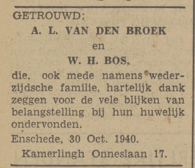 Kamerlingh Onneslaan 17 A.L. van den Broek advertentie Tubantia 31-10-1940.jpg