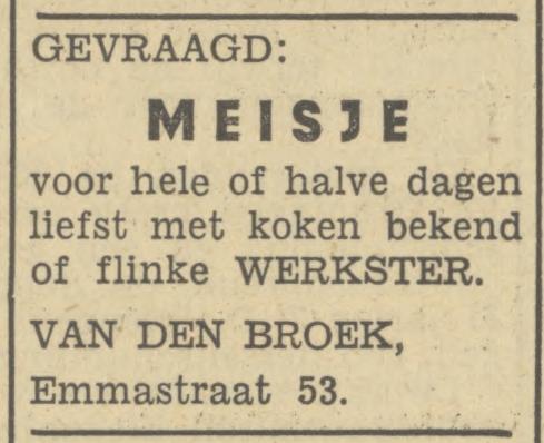 Emmastraat 53 Van den Broek advertentie Tubantia 5-1-1950.jpg