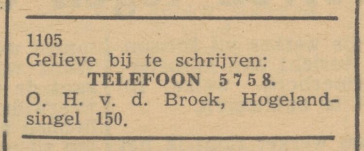 Hogelandsingel 150 O.H. v.d. Broek advertentie De Waarheid 22-8-1945.jpg
