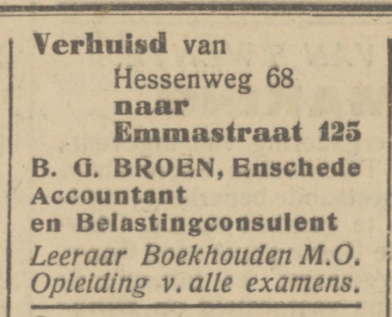 Emmastraat 125 B.G. Broen Accountant advertentie Het Parool 14-7-1945.jpg