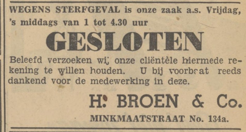 Minkmaatstraat 134a H. Broen & Co. advertentie Tubantia 6-10-1948.jpg