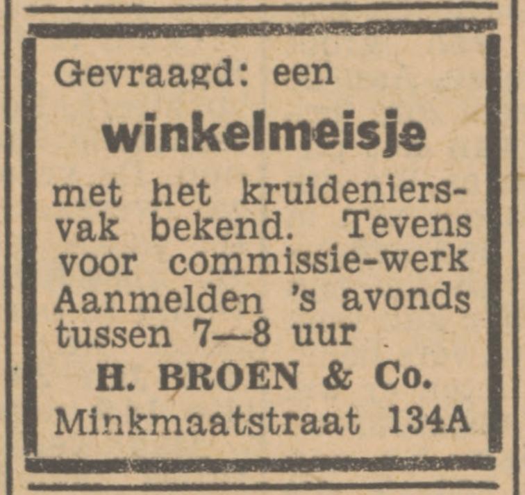 Minkmaatstraat 134a H. Broen & Co. advertentie Tubantia 12-7-1948.jpg