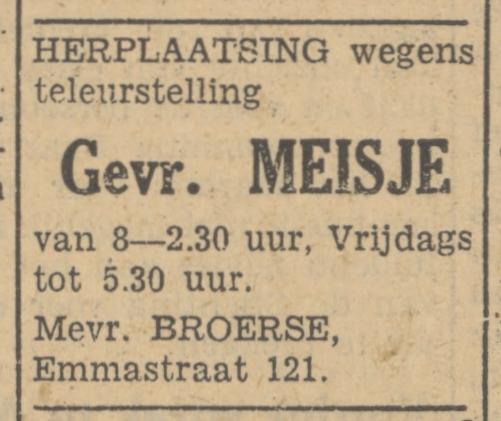 Emmastraat 121 Mevr. Broerse advertentie Tubantia 20-4-1949.jpg