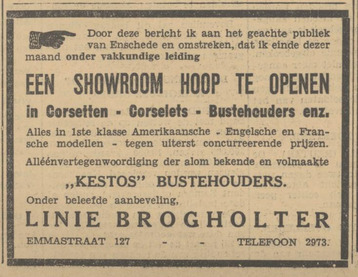 Emmastraat 127  Linie Brogholter advertentie Tubantia 7-6-1933.jpg