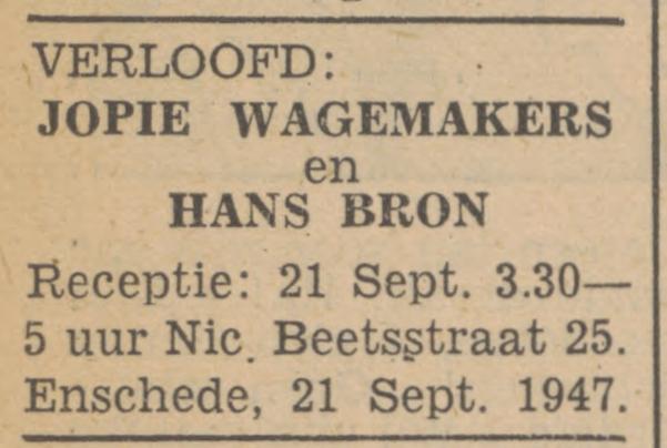 Nicolaas Beetsstraat 25 Hans Bron advertentie Tubantia 18-9-1947.jpg