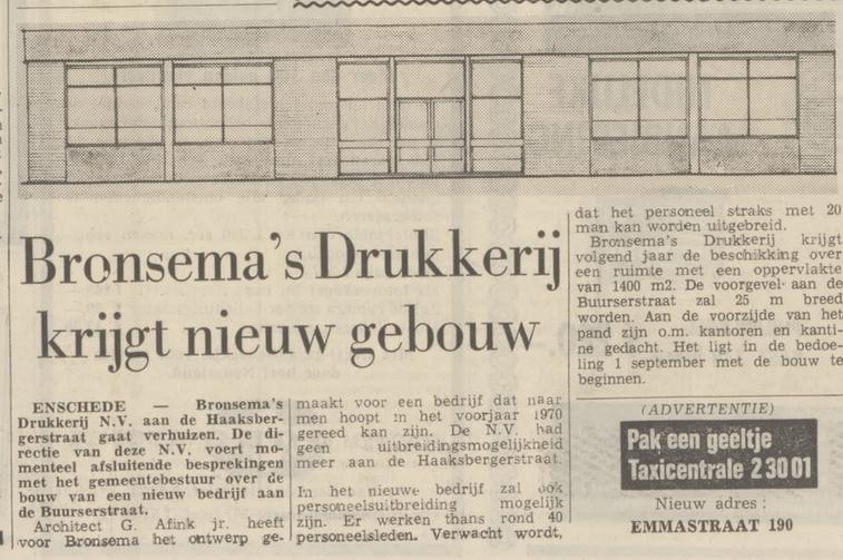 Haaksbergerstraat Bronsema's Drukkerij krantenbericht Tubantia 11-7-1969.jpg