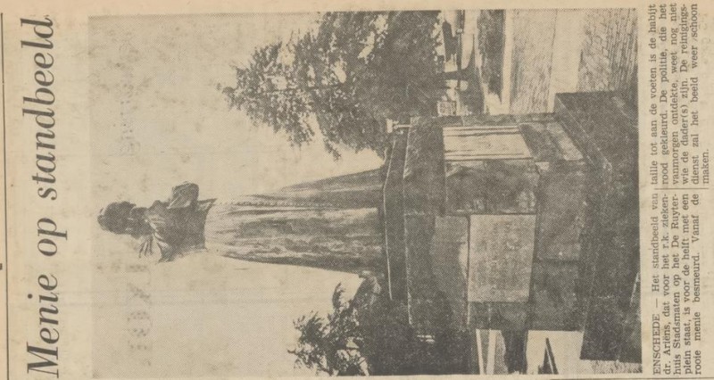 De Ruyterplein standbeeld Dr. Ariens krantenbericht Tubantia 16-9-1970.jpg