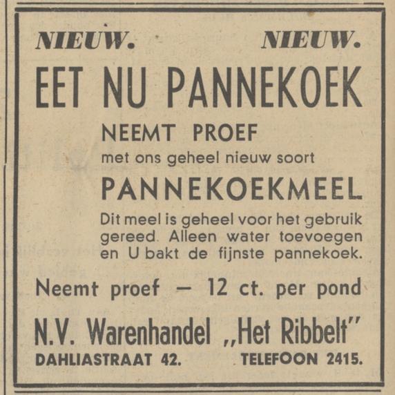 Dahliastraat 42 N.V. Warenhandel Het Ribbelt advertentie Tubantia 28-9-1939.jpg