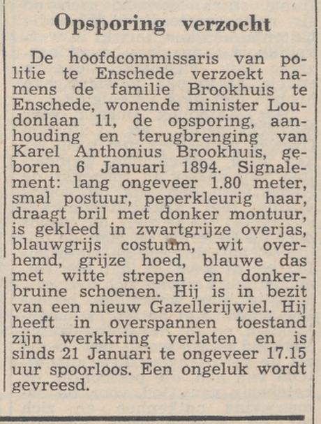 Minister Loudonlaan 11 K.A. Brookhuis krantenbericht 23-1-1953.jpg