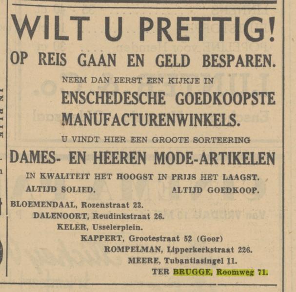 Roomweg 71 ter Brugge advertentie Tubantia 9-5-1940.jpg