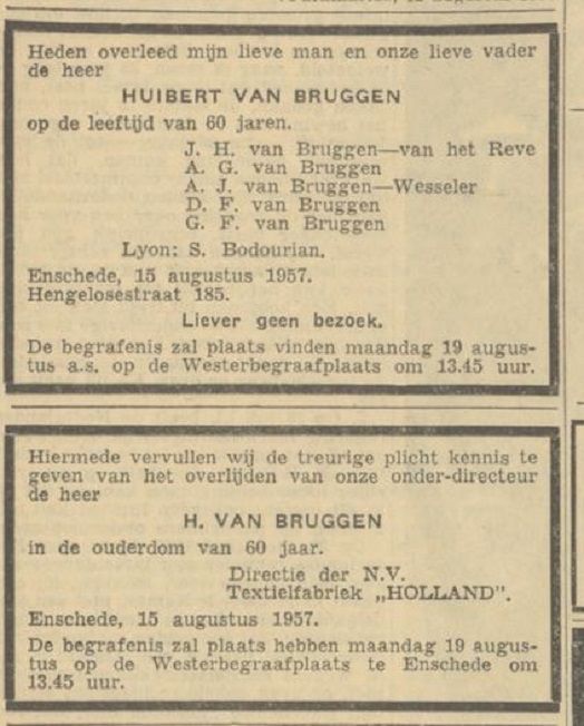 Hengelosestraat 185 H. van Bruggen overlijdensadvertentie 16-8-1957.jpg