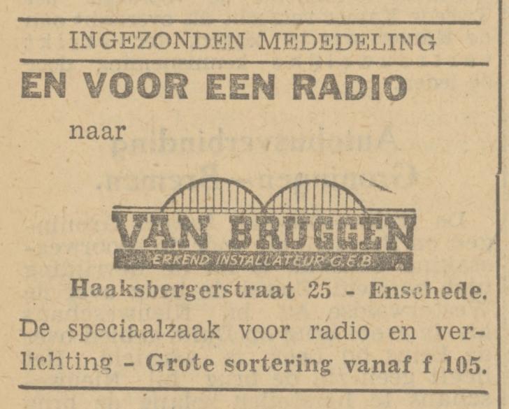Haaksbergerstraat 25 Van Bruggen advertentie Tubantia 3-9-1949.jpg