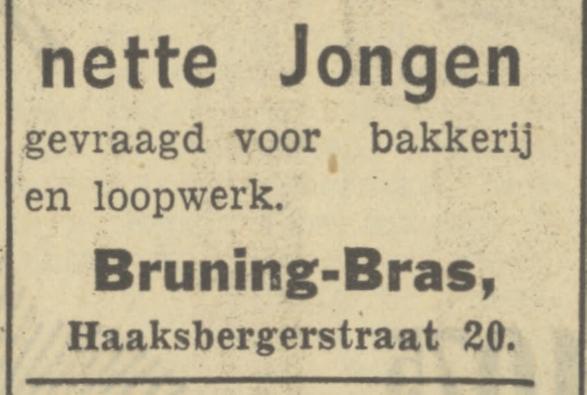 Haaksbergerstraat 20  Bruning-bras bakker advertentie Tubantia 22-4-1950.jpg