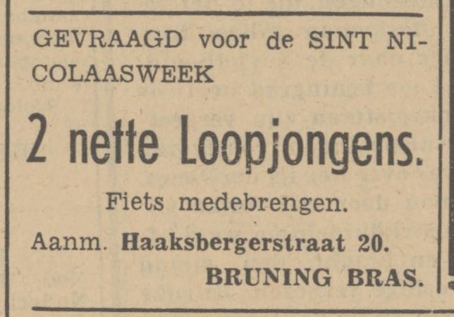 Haaksbergerstraat 20  Bruning-bras  advertentie Tubantia 1-12-1941.jpg