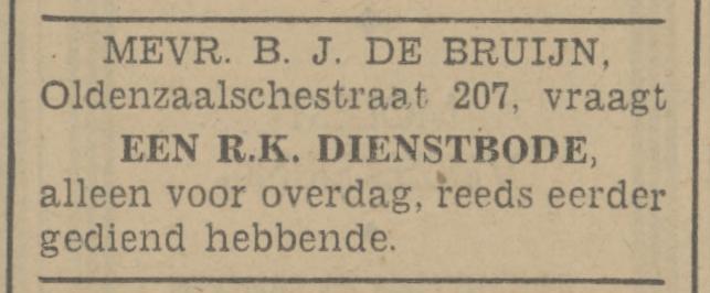 Oldenzaalsestraat 207 B.J. de Bruijn advertentie Tubantia 3-7-1942.jpg