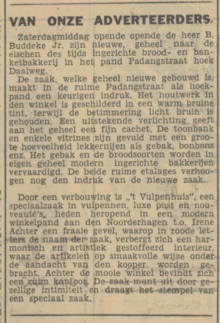 Padangstraat hoek Daalsweg B. Buddeke Jr. Banketbakkerij krantenberichtTubantia 18-11-1935.jpg