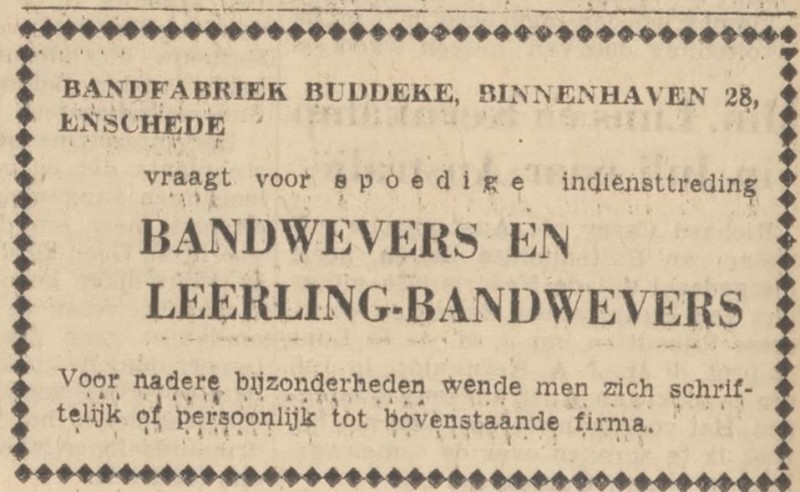 Binnenhaven 28 Bandfabriek Buddeke advertentie 10-6-1953.jpg