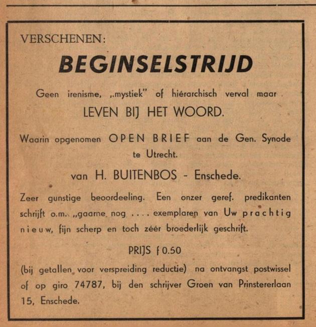Groen van Prinstererlaan 15 H. Buitenbos advertentie Reformatie Stemmen 27-9-1945.jpg