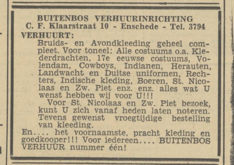 C.F. Klaarstraat 10 Buitenbos Verhuurinrichting advertentie Tubantia 21-9-1946.jpg