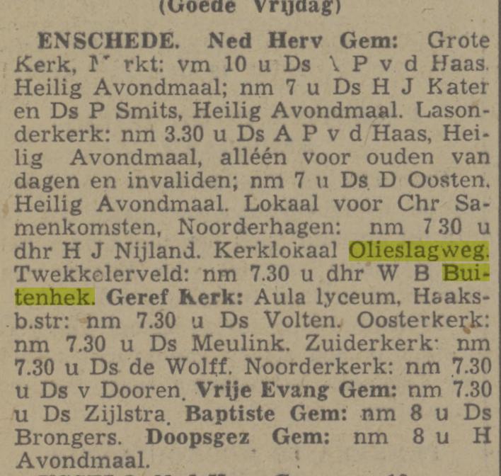 Olieslagweg kerklokaal W.B. Buitenhek krantenbericht Tubantie 25-3-1948.jpg