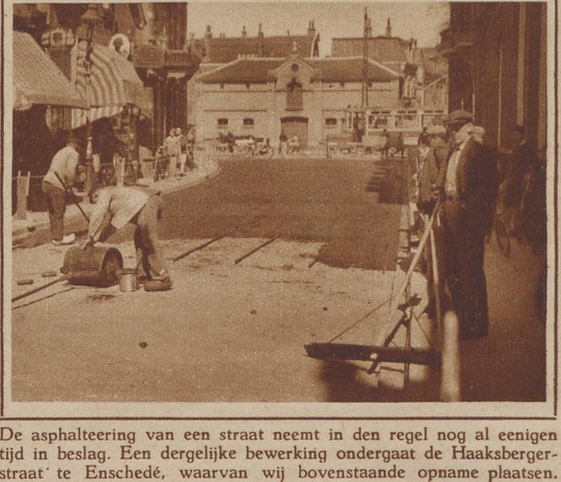 Haaksbergerstraat  nabij kruispunt De Graaff asfaltering foto Eigen Erf 16-5-1930.jpg