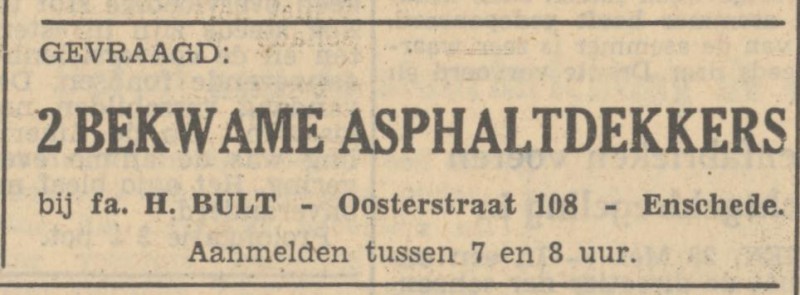 Oosterstraat 108 Fa. H. Bult advertentie Tubantia 29-5-1951.jpg