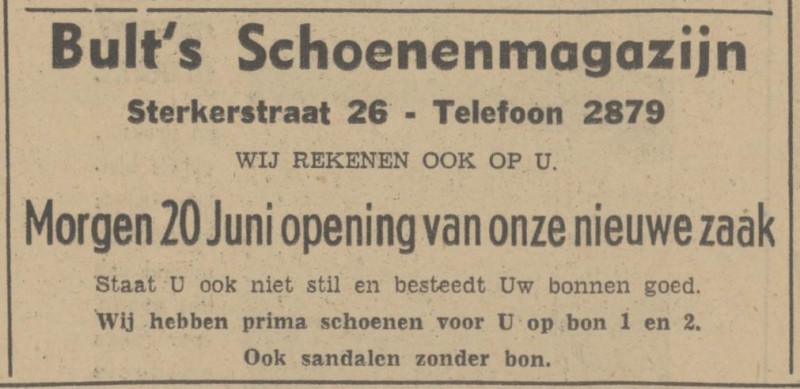 Sterkerstraat 26 Bult's Schoenenmagazijn advertentie Tubantia 19-6-1942.jpg