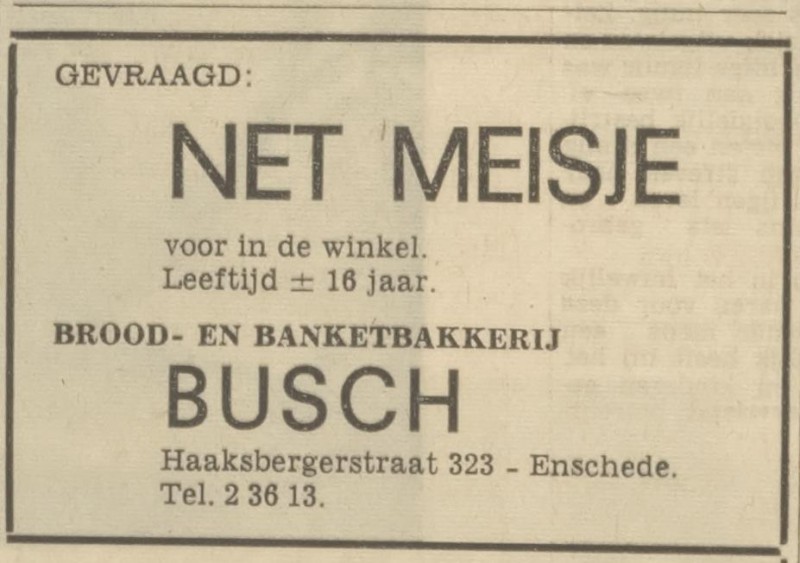 Haaksbergerstraat 323 Busch Brood- en Banketbakkerij advertentie Tubantia 6-8-1966.jpg