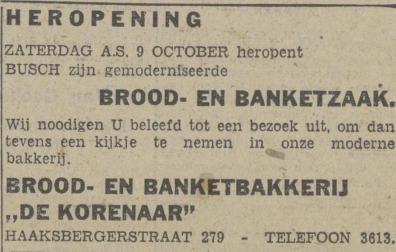 Haaksbergerstraat 279 Busch Brood- en Banketbakkerij advertentie Twentsch nieuwsblad 8-10-1943.jpg