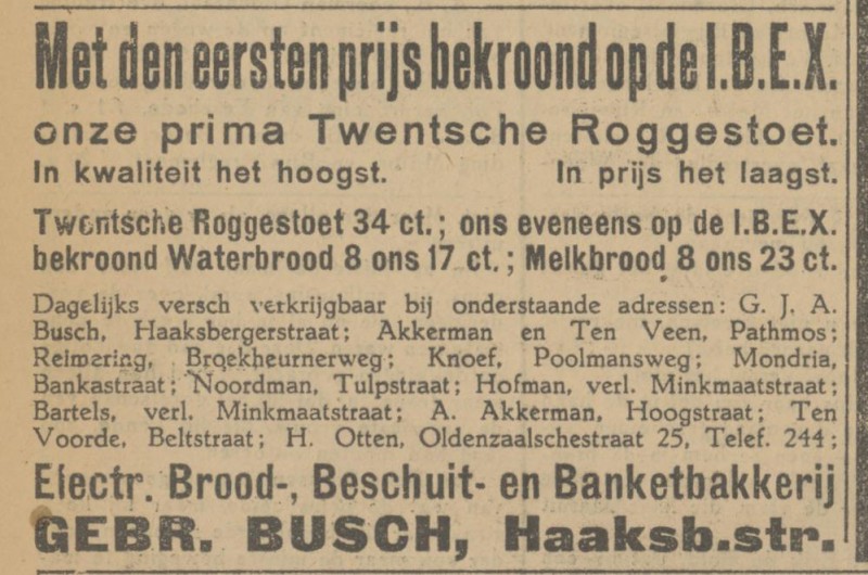 Haaksbergerstraat Gebr. Busch Brood- en Banketbakkerij advertentie Tubantia 29-6-1928.jpg