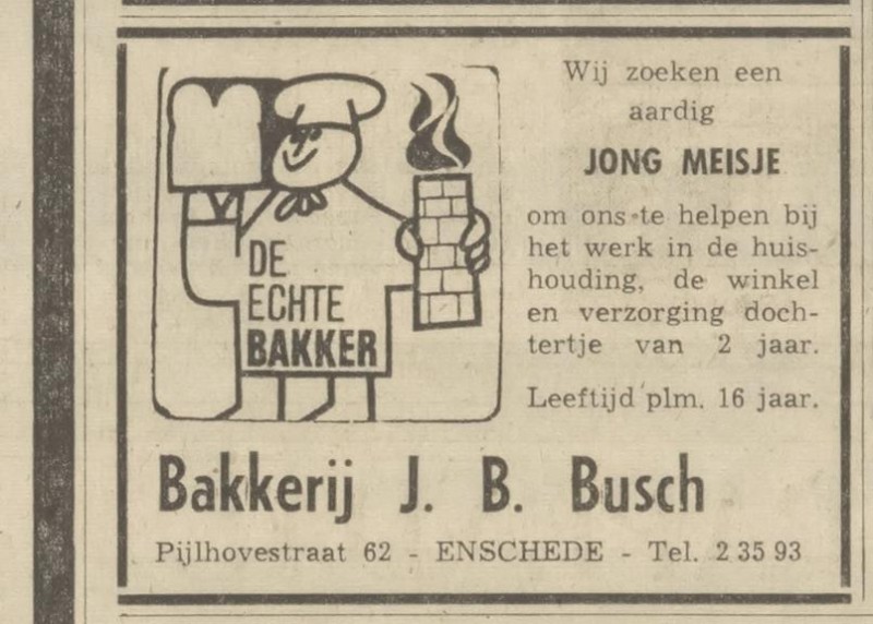 Pijlhovestraat 62 J.B. Busch Bakkerij  advertentie Tubantia 25-3-1970.jpg
