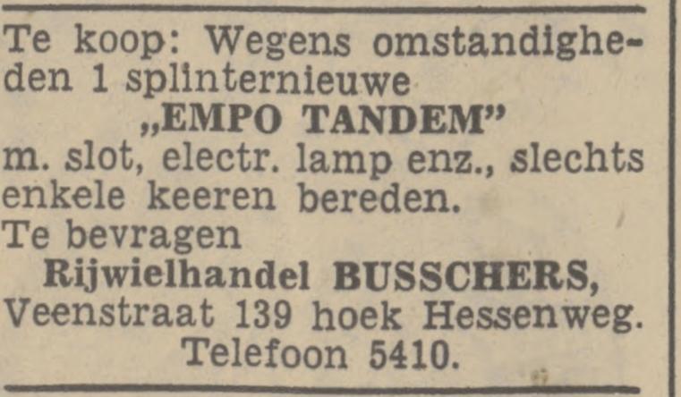 Veenstraat 139 hoek Hessenweg J.H. Busschers rijwielhandel advetentie Tubantia 1-8-1938.jpg